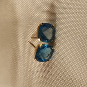 Aquamarine post earrings 1/4" semi precious faceted stones
